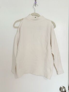 Cream Cold-Shoulder Sweater